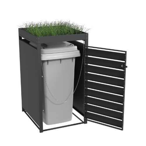 Ecoscape Single Bin Store with Planter - 680mm x 800mm x 1240mm Charcoal