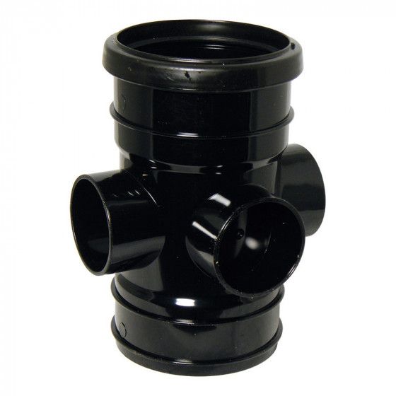 FloPlast Ring Seal Soil Boss Pipe - 110mm Black