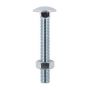 M6 x 100mm - Coach Bolt with Nut Grade 4.6 DIN 603 - BZP - Bag of 55