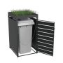 Ecoscape Single Bin Store with Planter - 680mm x 800mm x 1240mm Charcoal & Woodgrain