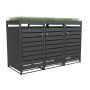 Ecoscape Triple Bin Store with Planter - 2000mm x 800mm x 1240mm Charcoal