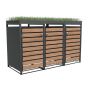 Ecoscape Triple Bin Store with Planter - 2000mm x 800mm x 1240mm Charcoal & Woodgrain