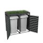 Ecoscape Double Bin Store with Planter - 1320mm x 800mm x 1240mm Charcoal & Woodgrain